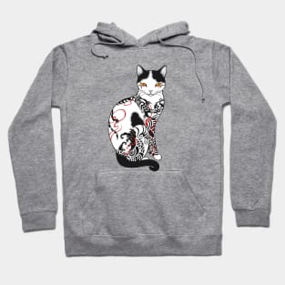 Cat in battling dragon love mates tattoo Hoodie